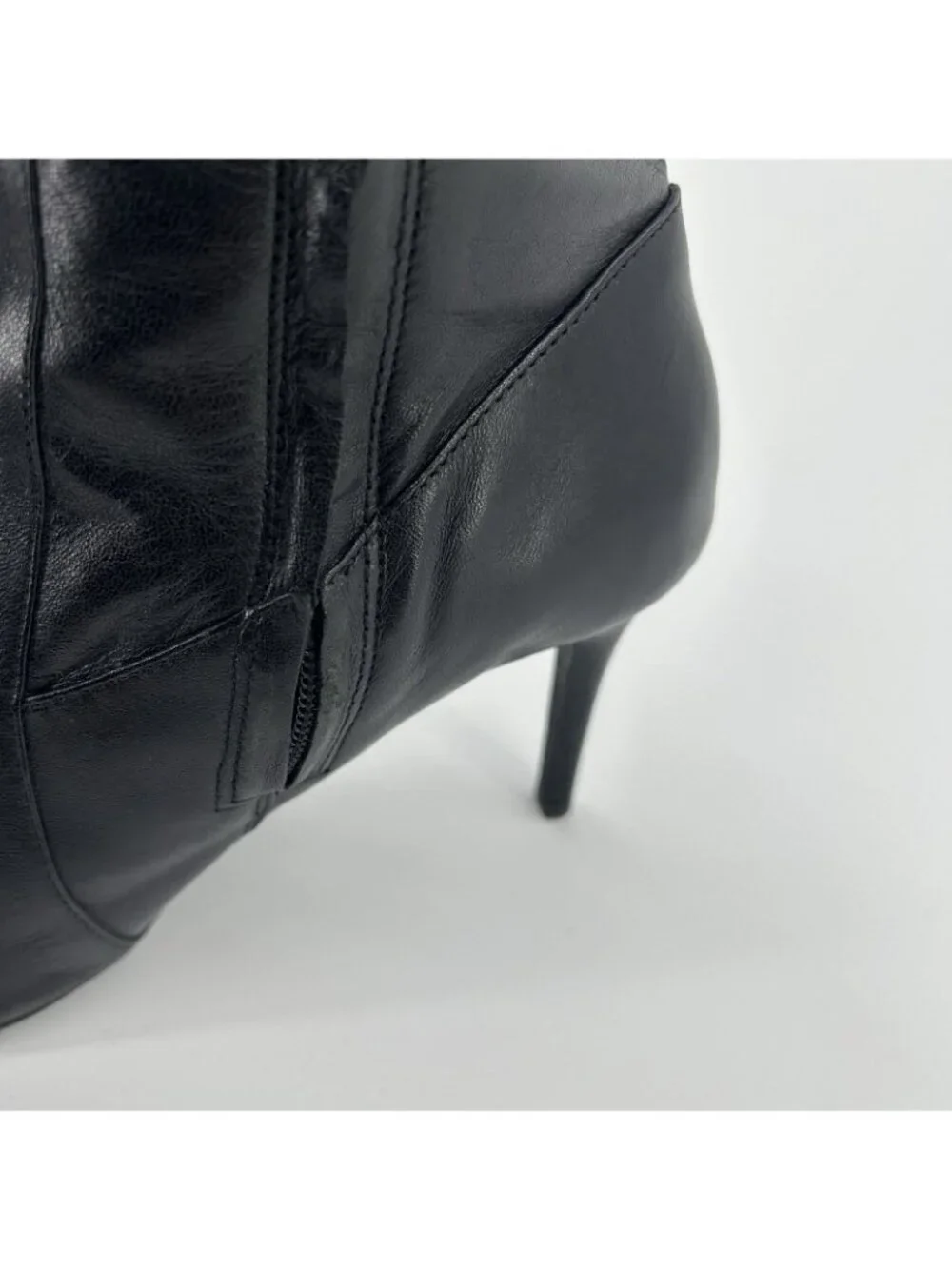 Ralph Lauren Jennison Boots 7.5B Leather Pointed Toe Stiletto Knee High Buckle